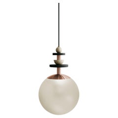 Maru 10" Globe Light - Medium Bead Stack - shown in Cream Globe, Copper Hardware