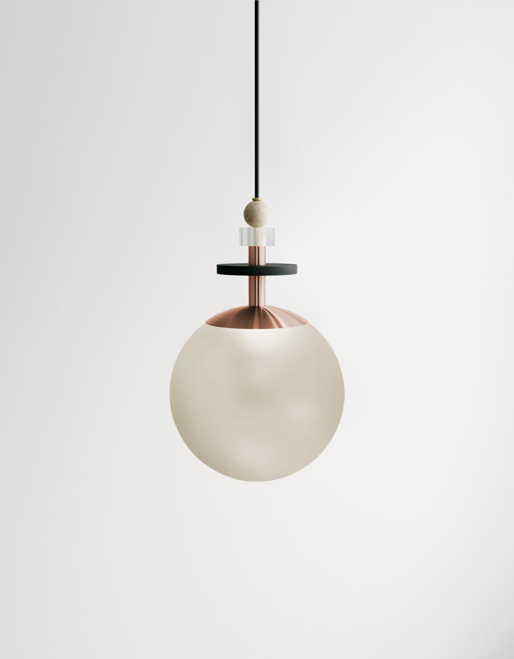 Copper Maru 10” Globe Pendant Light -Short Bead Stack - Satin NIckel Hardware or other  For Sale