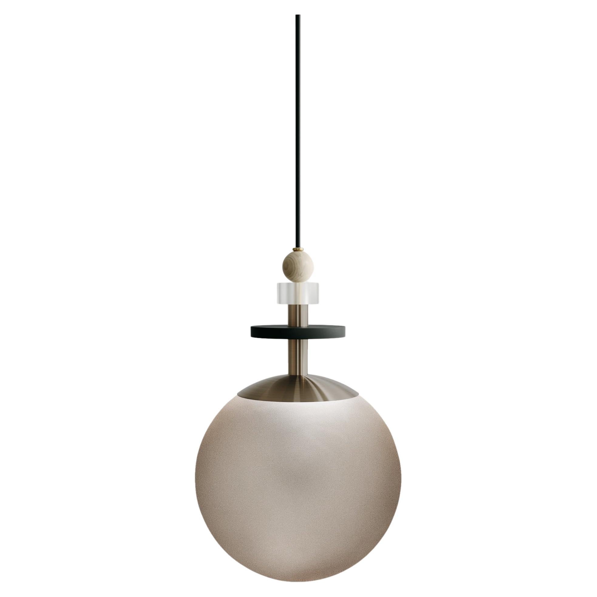 Maru 10” Globe Pendant Light -Short Bead Stack - Satin NIckel Hardware or other 