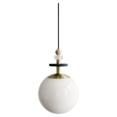 Maru 10” Globe Pendant Light with Short Bead Stack & Hardware in Brass or Copper