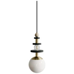 Maru 6" Globe Pendant Light with Tall Stack of Beads in Brass or Copper 