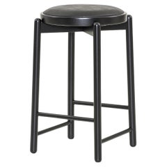 Maru Counter Stool in Black Base and Upholstered Seat