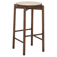 Maru Counter Stool in Walnut Base and Cane Seat