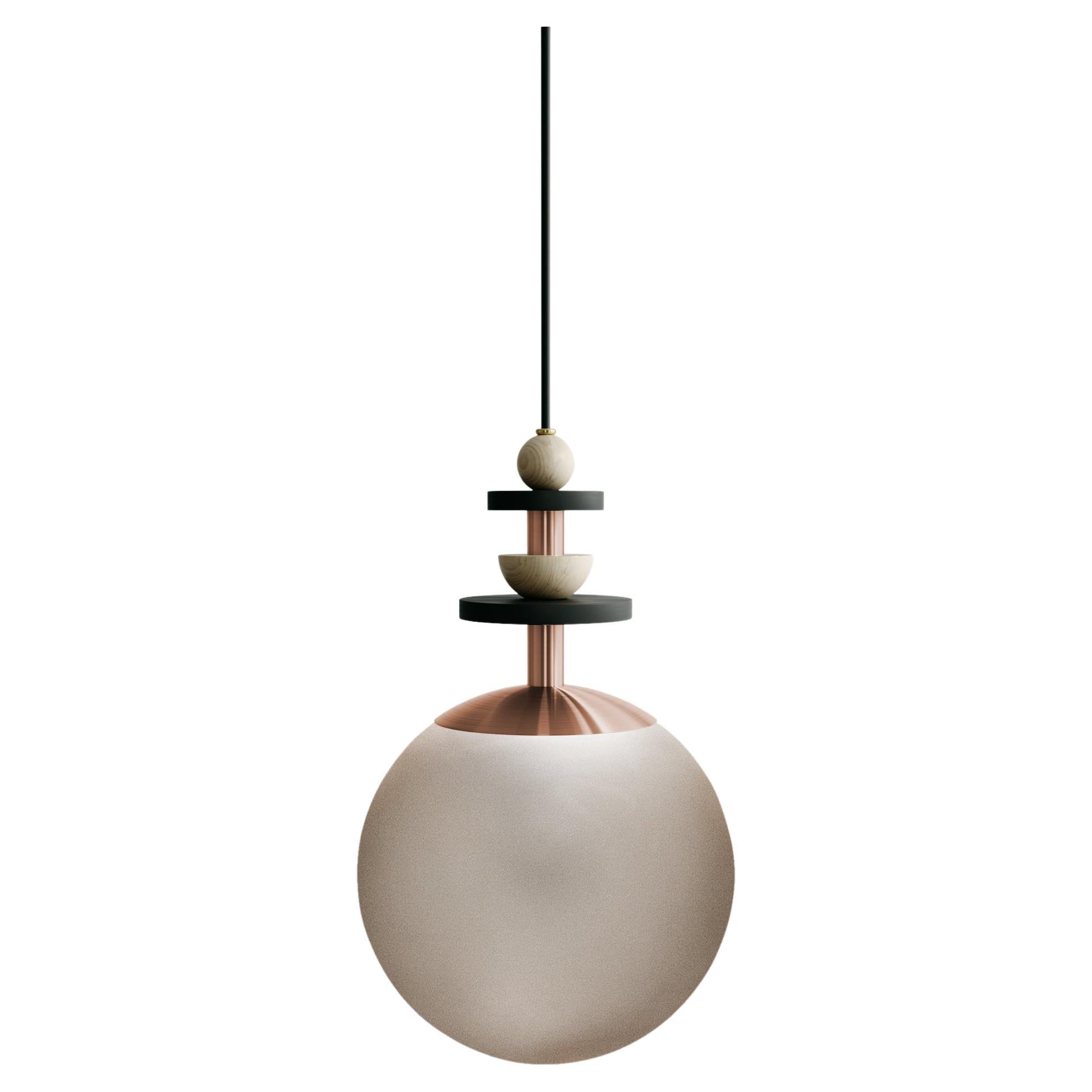 Maru Globe 10" Pendant - Medium Bead Stack - shown in Bronze Globe & Copper  For Sale