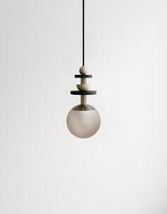 Maru 6" Globe Light - Medium Stack - shown with Cream Globe & Antique Brass