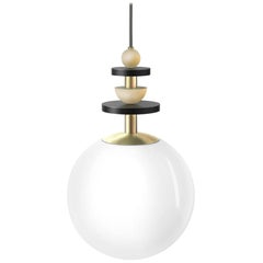 Maru 10" Globe Pendant Light with Medium Stack of Beads in Brass or Copper