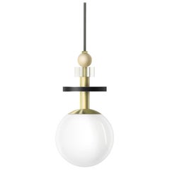 Maru 6" Globe Pendant Light with Short Stack of Beads in Brass or Copper 