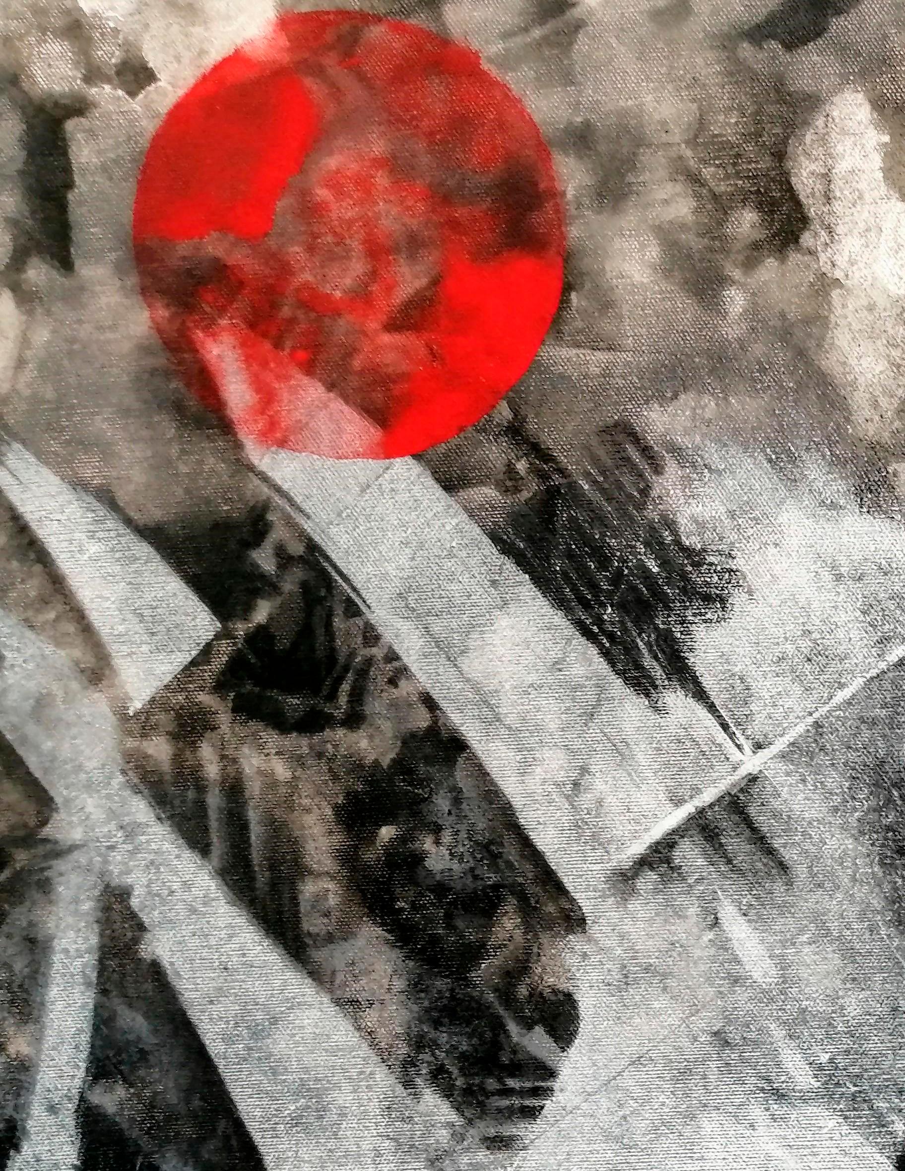 Roter Mond #10 – Painting von Maru Vázquez