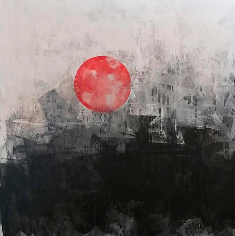 Roter Mond #12 – Painting von Maru Vázquez