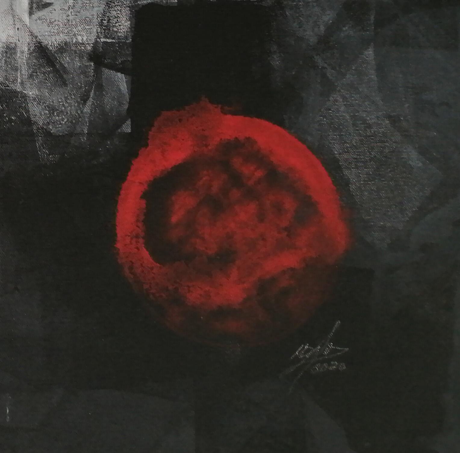 Roter Mond #9 – Painting von Maru Vázquez