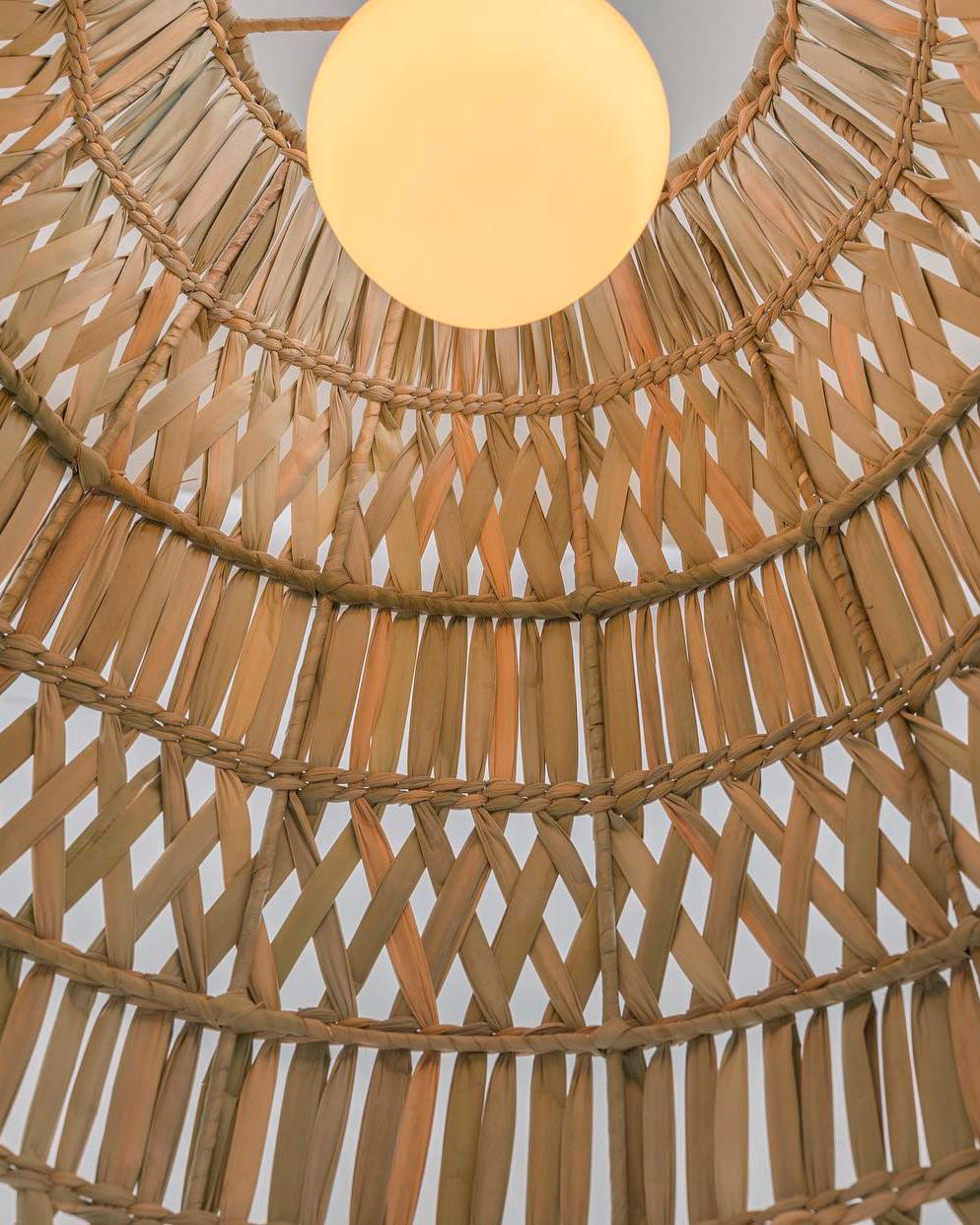 Contemporary Maruata Handwoven Dried Palm Pendant Lampshade 22inx24in For Sale