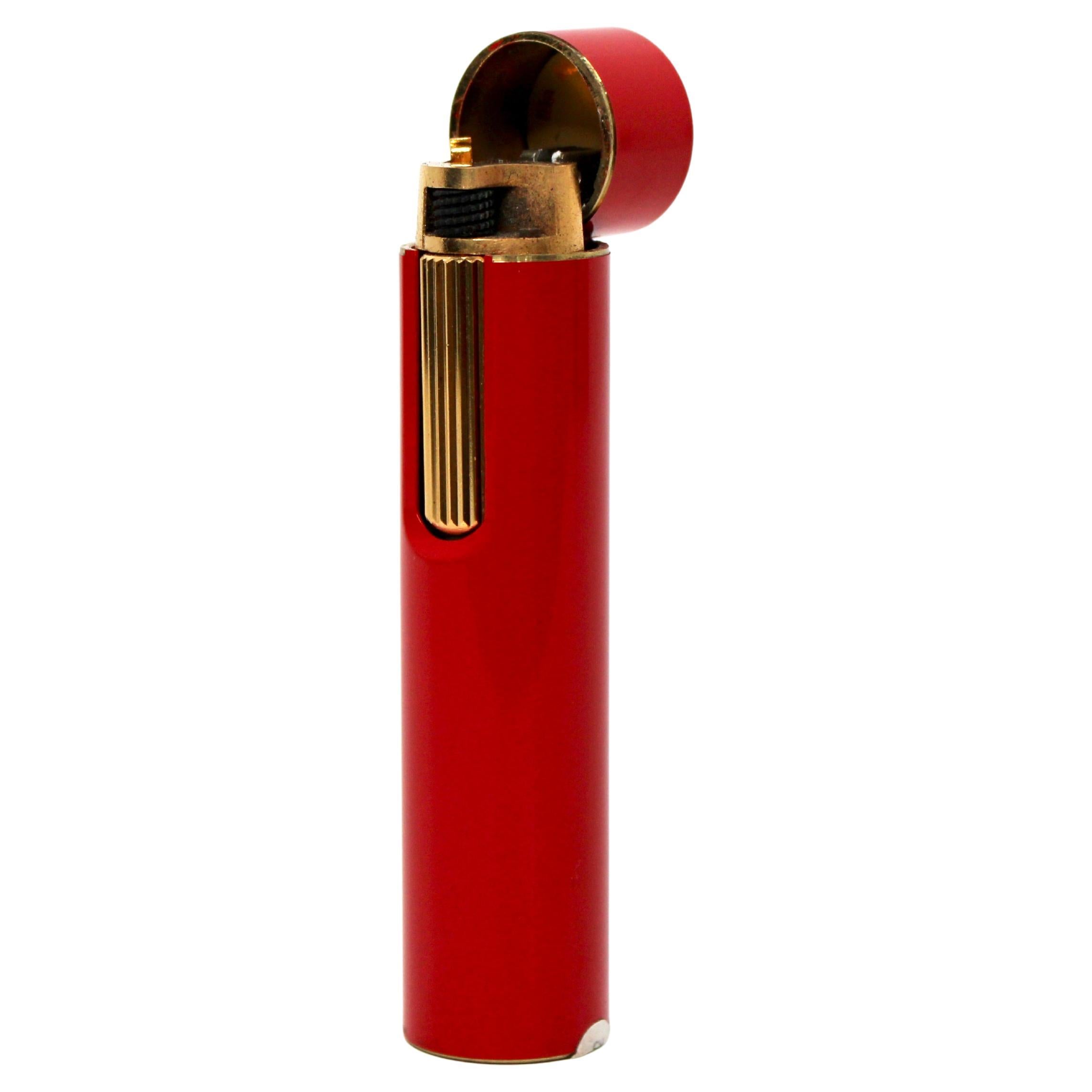 Maruman Red Lacquer Cylinder Lighter circa 1970s