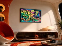Marvel 1971 Blacklight No4010 Odin and Hela Poster, Jack Kirby