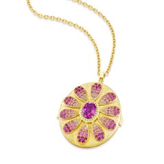 Marvel Locket in 18k Gold with Pink Sapphire & Diamond by Future Fortune Jewelry