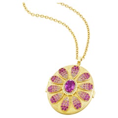 Marvel Locket in 18k Gold with Pink Sapphire & Diamond by Future Fortune Jewelry