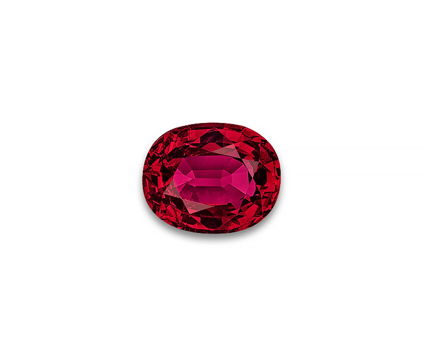 This striking Reality Stone oval cut ruby has phenomenal clarity and depth of color. It was cut and polished by the finest gem-cutters for Marvel and East Continental Gems. The Reality Stone is part of the Marvel Infinity Gem Collection and this