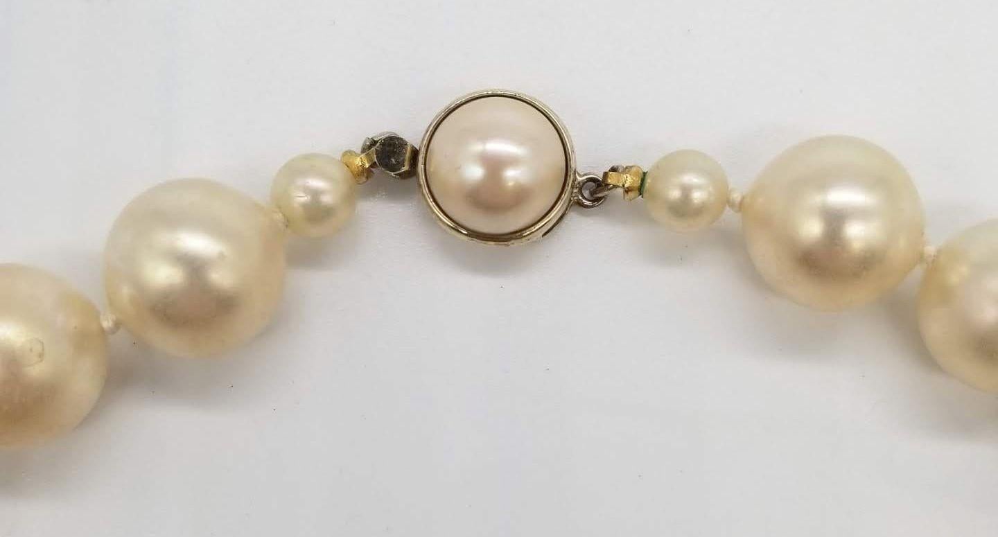 Mid-20th Century Marvella Faux Pearl Necklace and Earrings Set For Sale