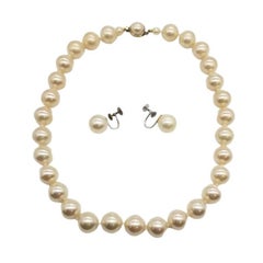 Retro Marvella Faux Pearl Necklace and Earrings Set