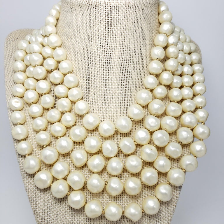 Marvella Five Strand Faux Pearl Necklace W Faux Mother Of Pearl