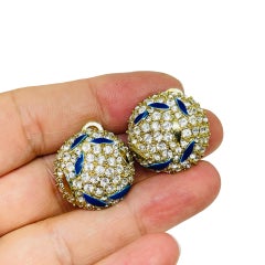 Marvella orecchini a clip vintage firmati con strass e smalto in tonalità oro