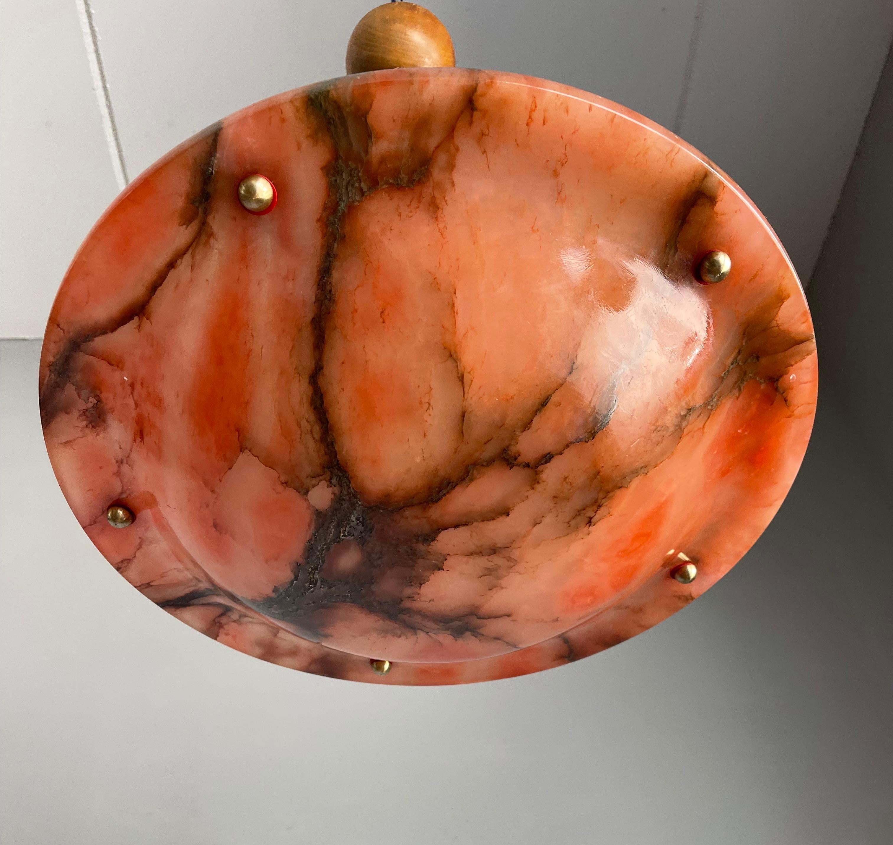 Hermoso Color, Art Deco Alabastro Lámpara Colgante / Araña Colgando de Cuerda en venta 11