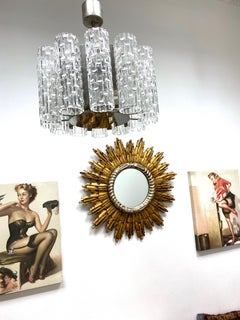Marvellous Glass Tubes and Chrome Chandelier Kaiser Leuchten 1960s