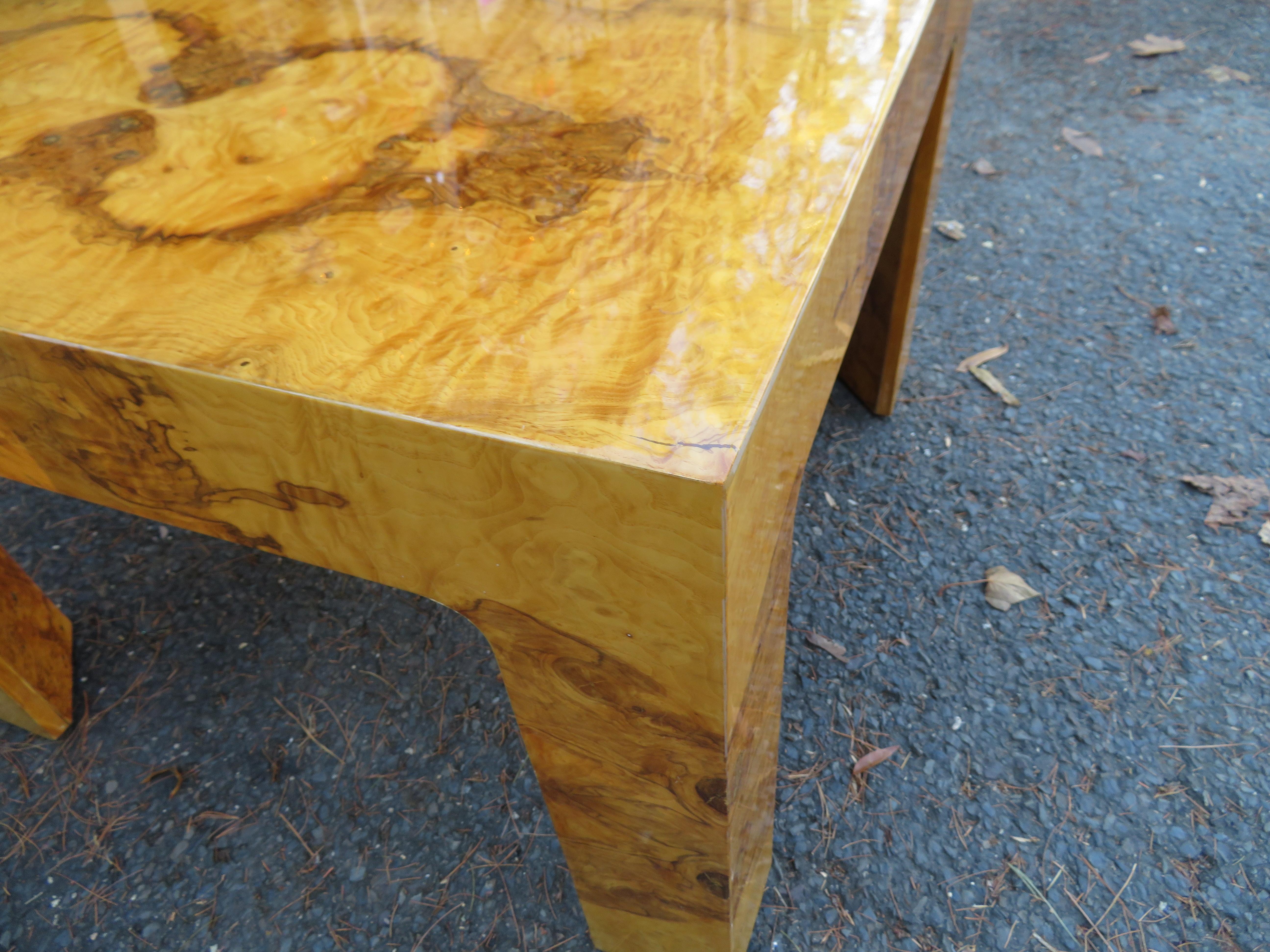 Marvellous Milo Baughman Style Burl Olive Wood End/Side Table Mid-Century Modern 4