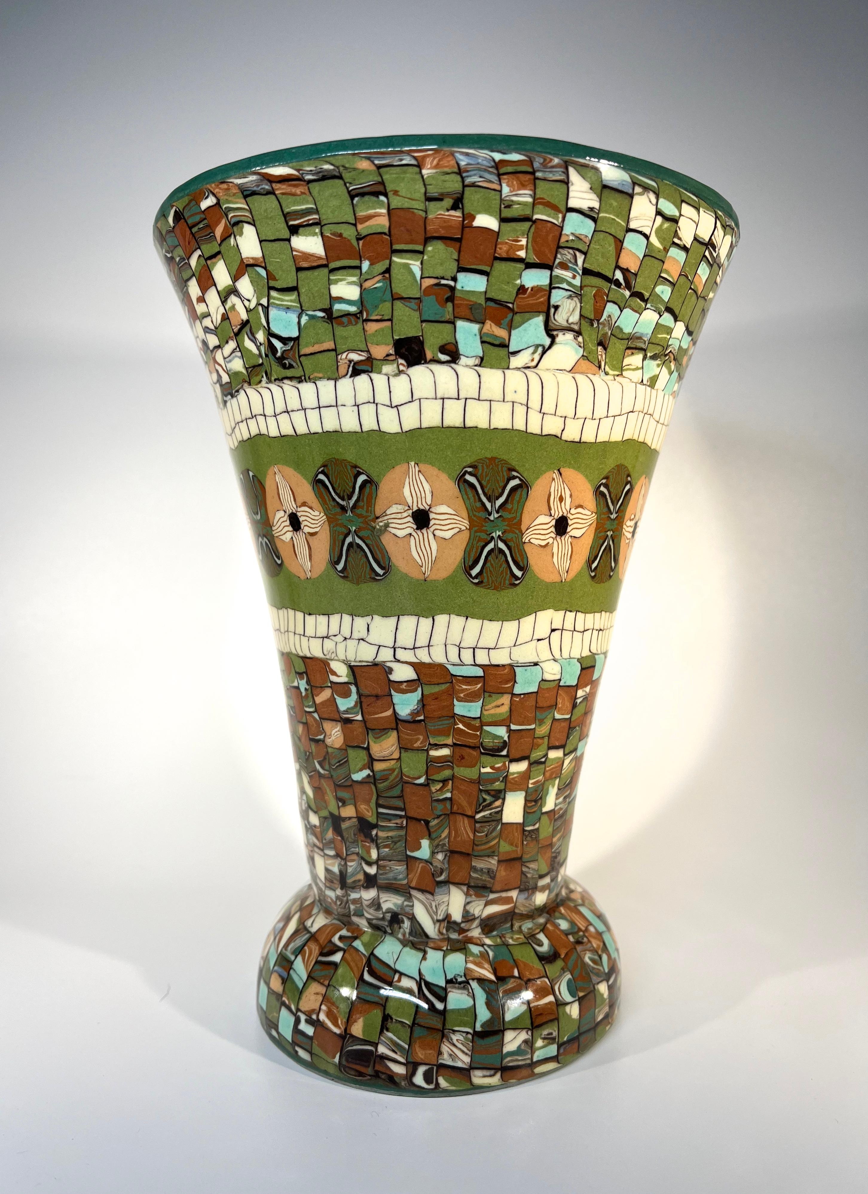 French Marvellous Mosaic Ceramic Vase By Jean Gerbino For Vallauris, France For Sale