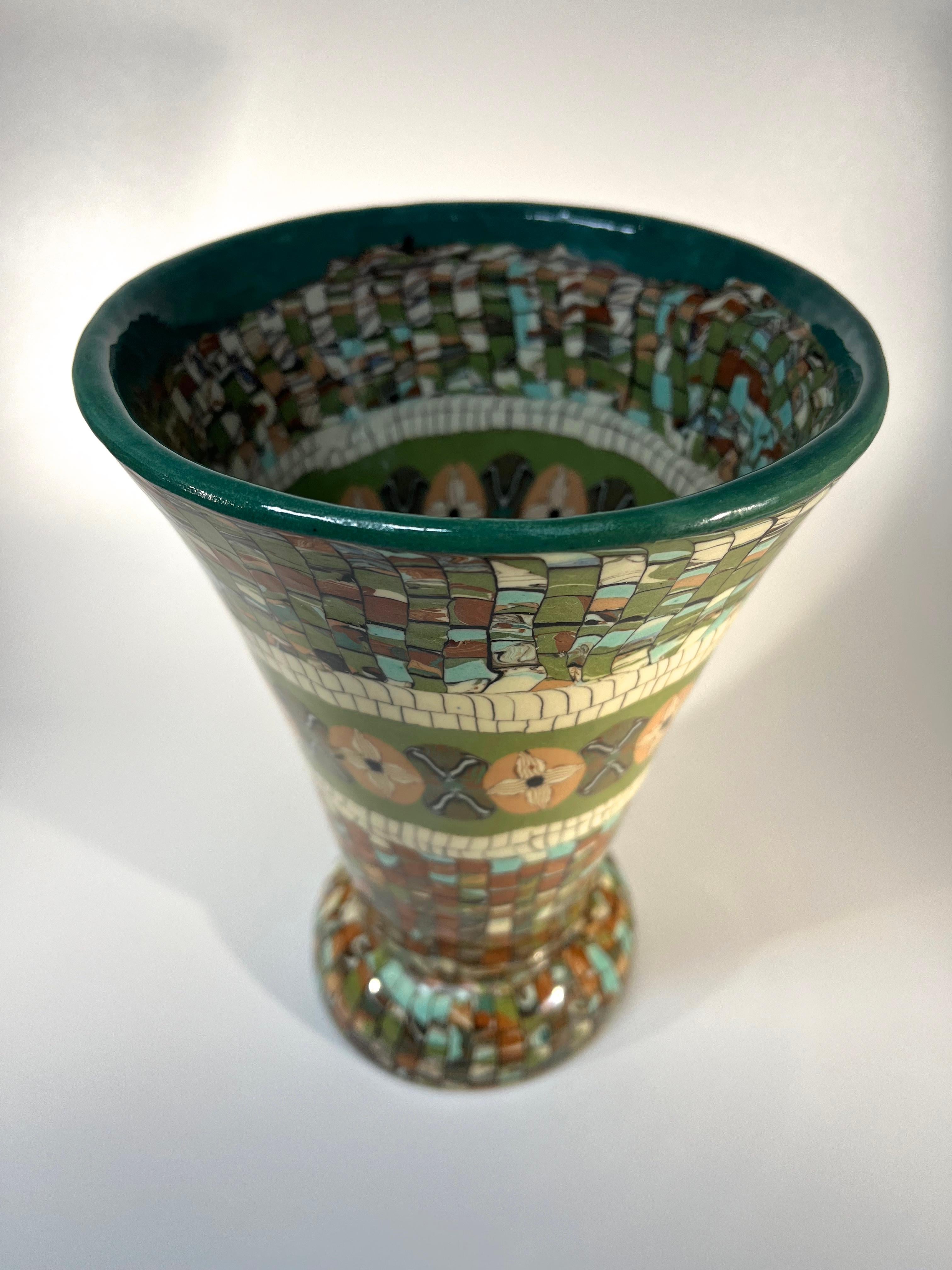 Glazed Marvellous Mosaic Ceramic Vase By Jean Gerbino For Vallauris, France For Sale