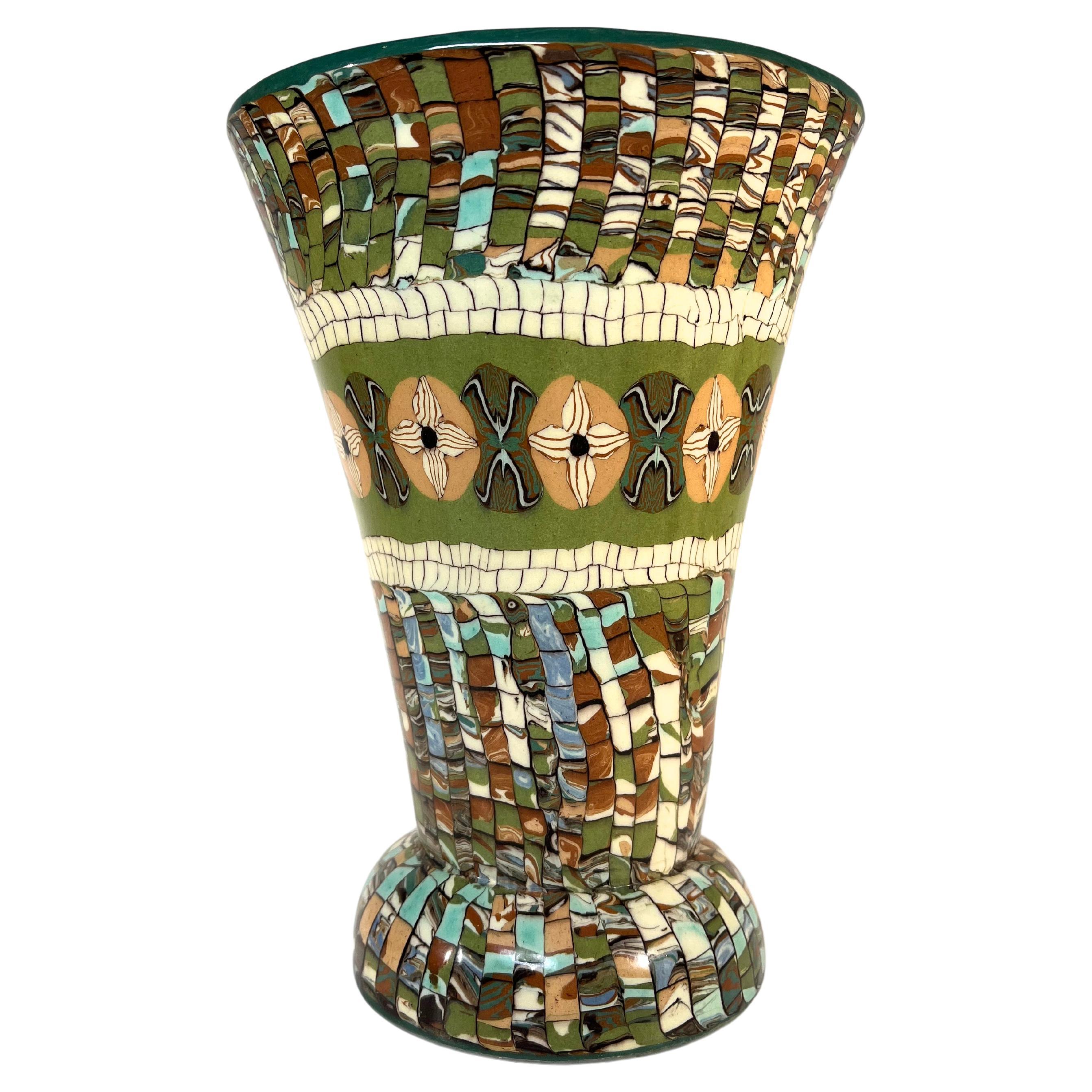 Marvellous Mosaic Ceramic Vase By Jean Gerbino For Vallauris, France For Sale