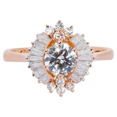 Marvelous 14k Rose Gold Ring w/ 1.46 Carat Natural Diamonds GIA Certificate