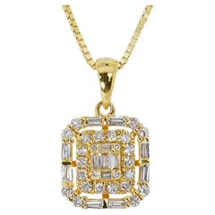 Marvelous 14k Yellow Gold Necklace w/ 0.85 Ct Natural Diamonds AIG Certificate