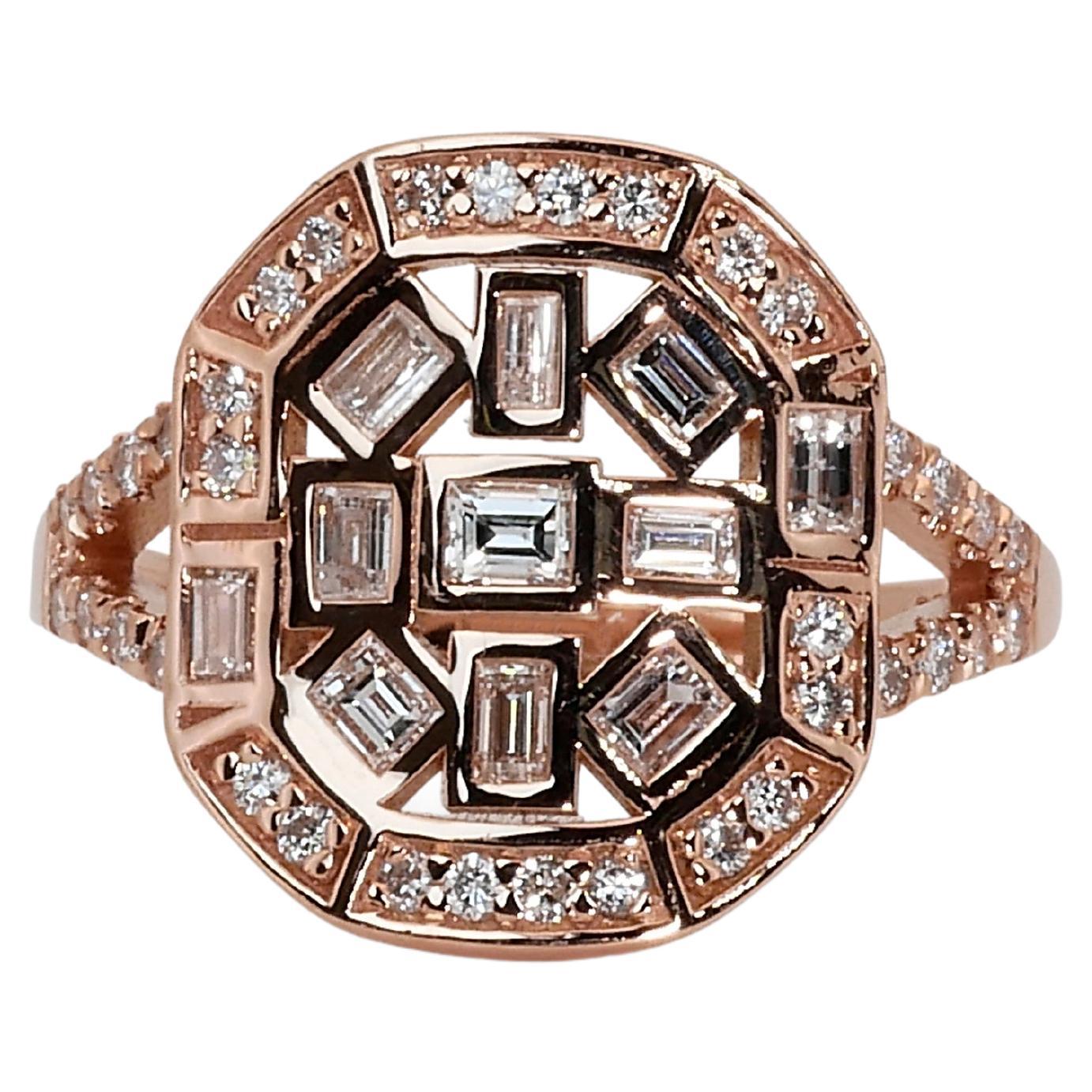 Wunderschöner Cluster-Ring aus 18 Karat Roségold mit 0,72 Karat natürlichem Diamant IGI-Zertifikat