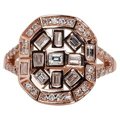 Marvelous 18k Rose Gold Cluster Ring w/ 0.72 Ct Natural Diamond IGI Certificate