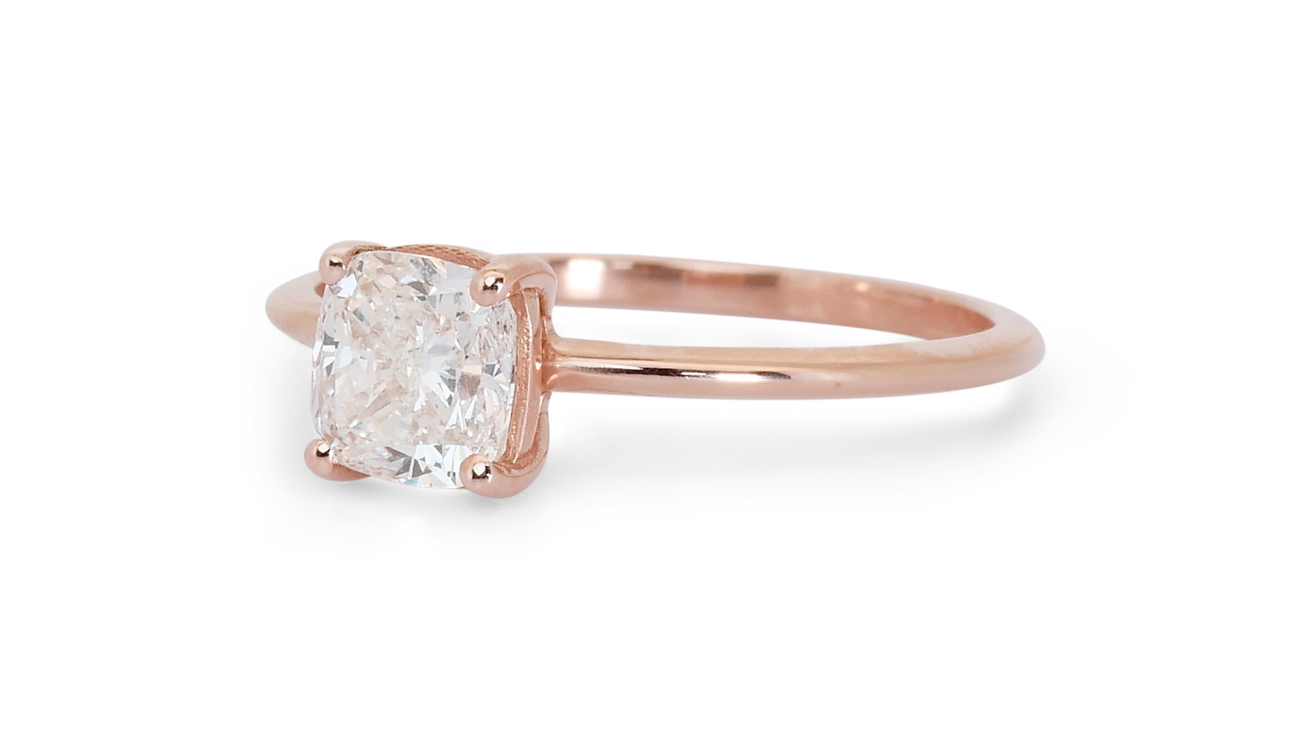 Wunderschöner Verlobungsring aus 18 Karat Roségold mit 1,01 natürlichen Diamanten, IGI-Zertifikat im Zustand „Neu“ in רמת גן, IL