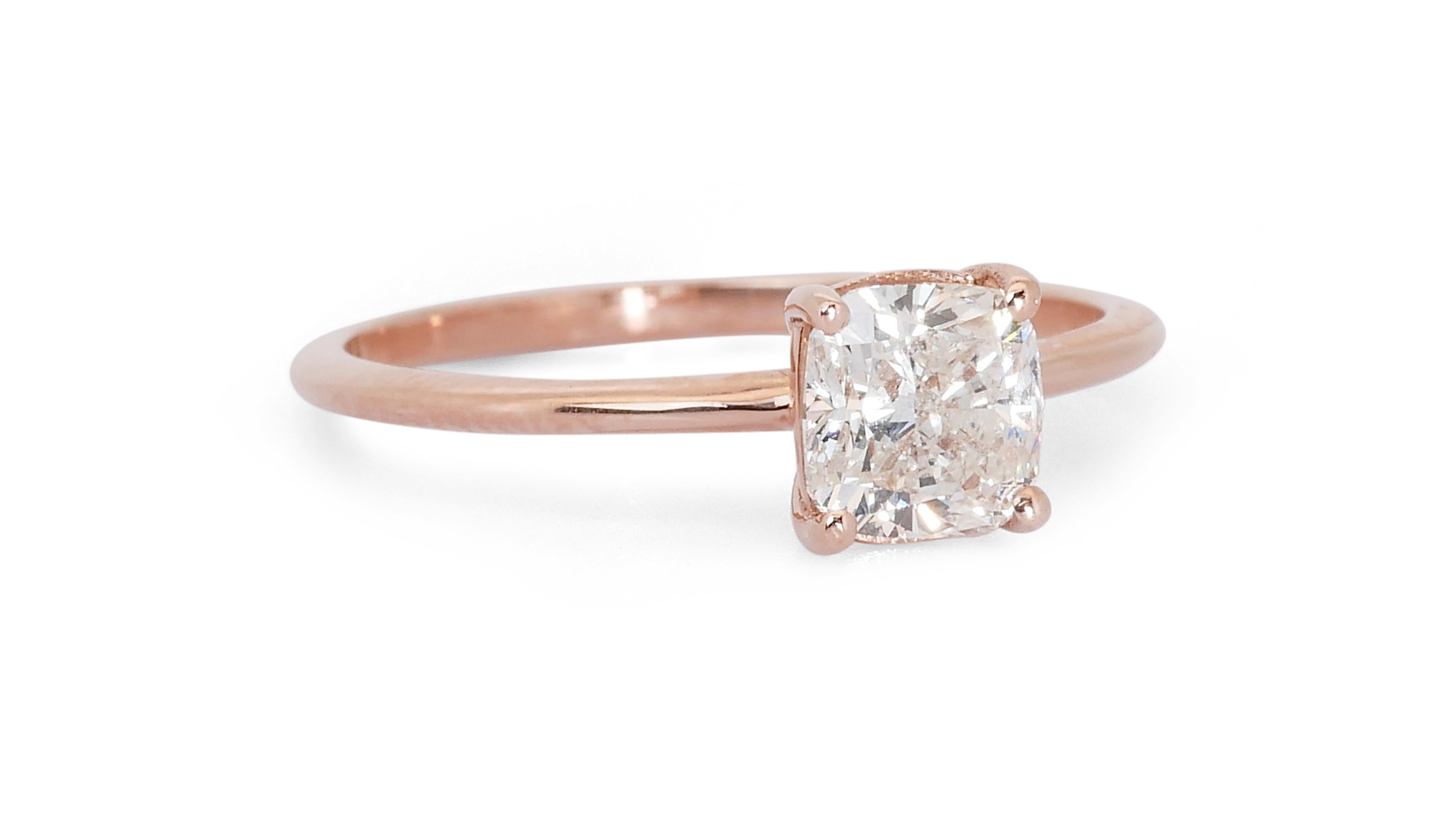 Wunderschöner Verlobungsring aus 18 Karat Roségold mit 1,01 natürlichen Diamanten, IGI-Zertifikat Damen