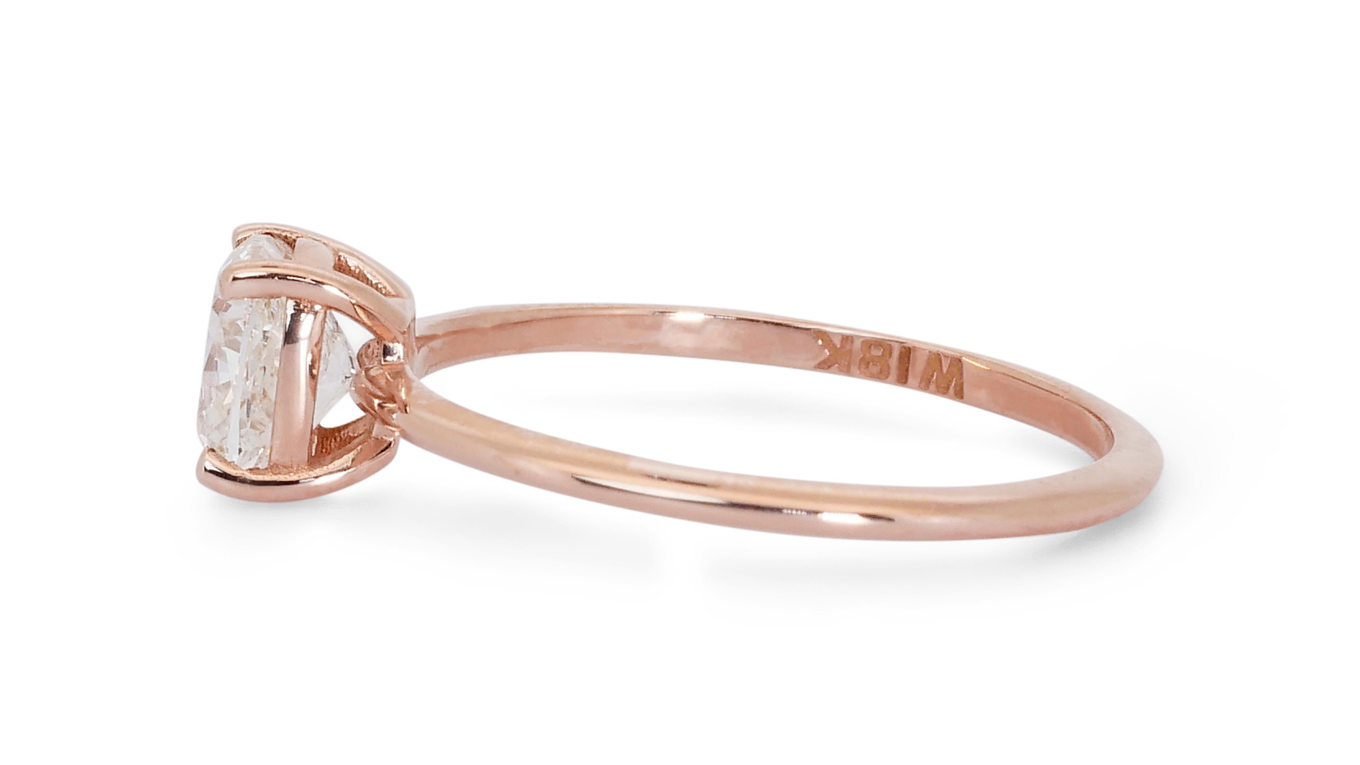 Wunderschöner Verlobungsring aus 18 Karat Roségold mit 1,01 natürlichen Diamanten, IGI-Zertifikat 1