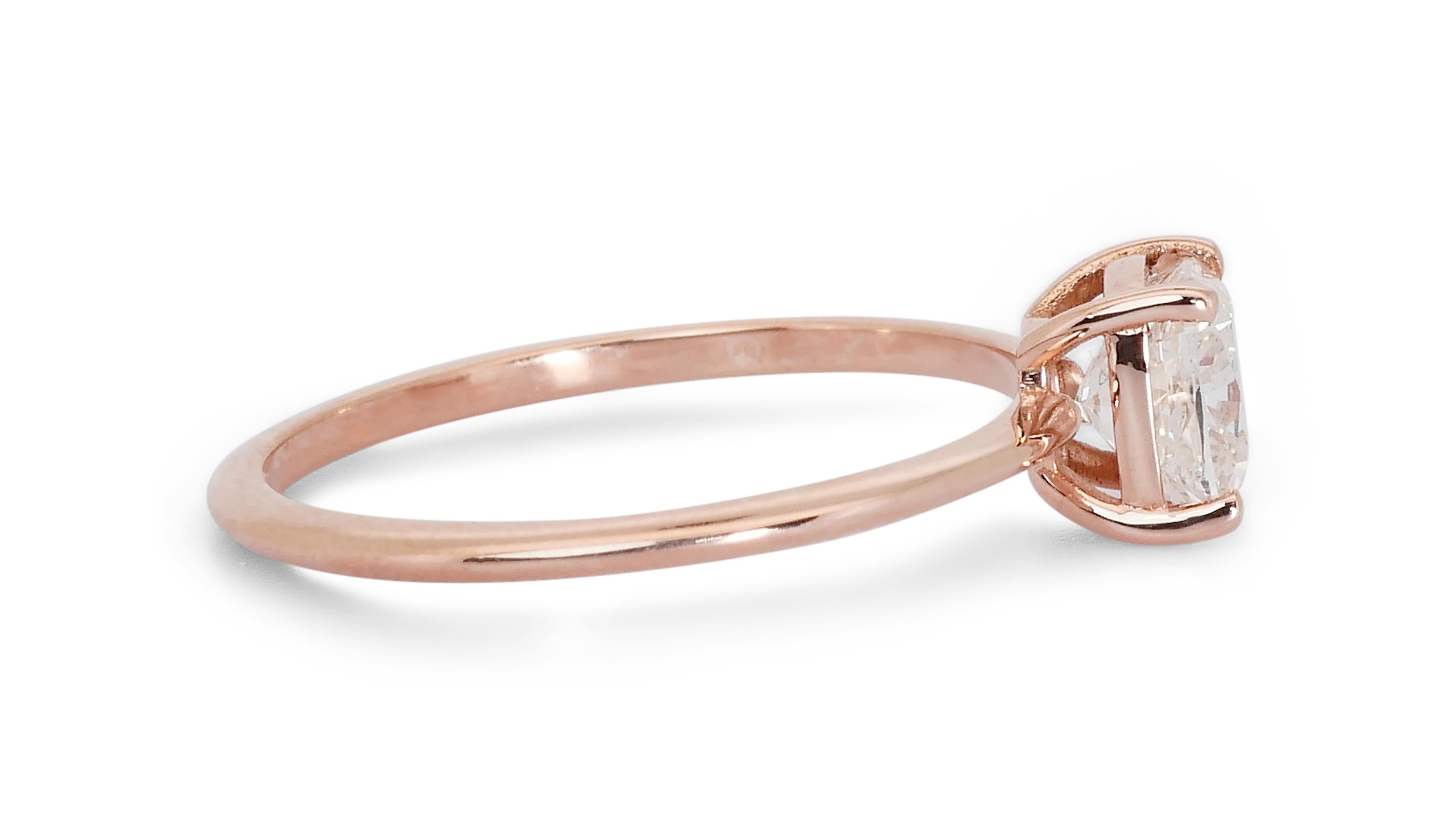 Wunderschöner Verlobungsring aus 18 Karat Roségold mit 1,01 natürlichen Diamanten, IGI-Zertifikat 2