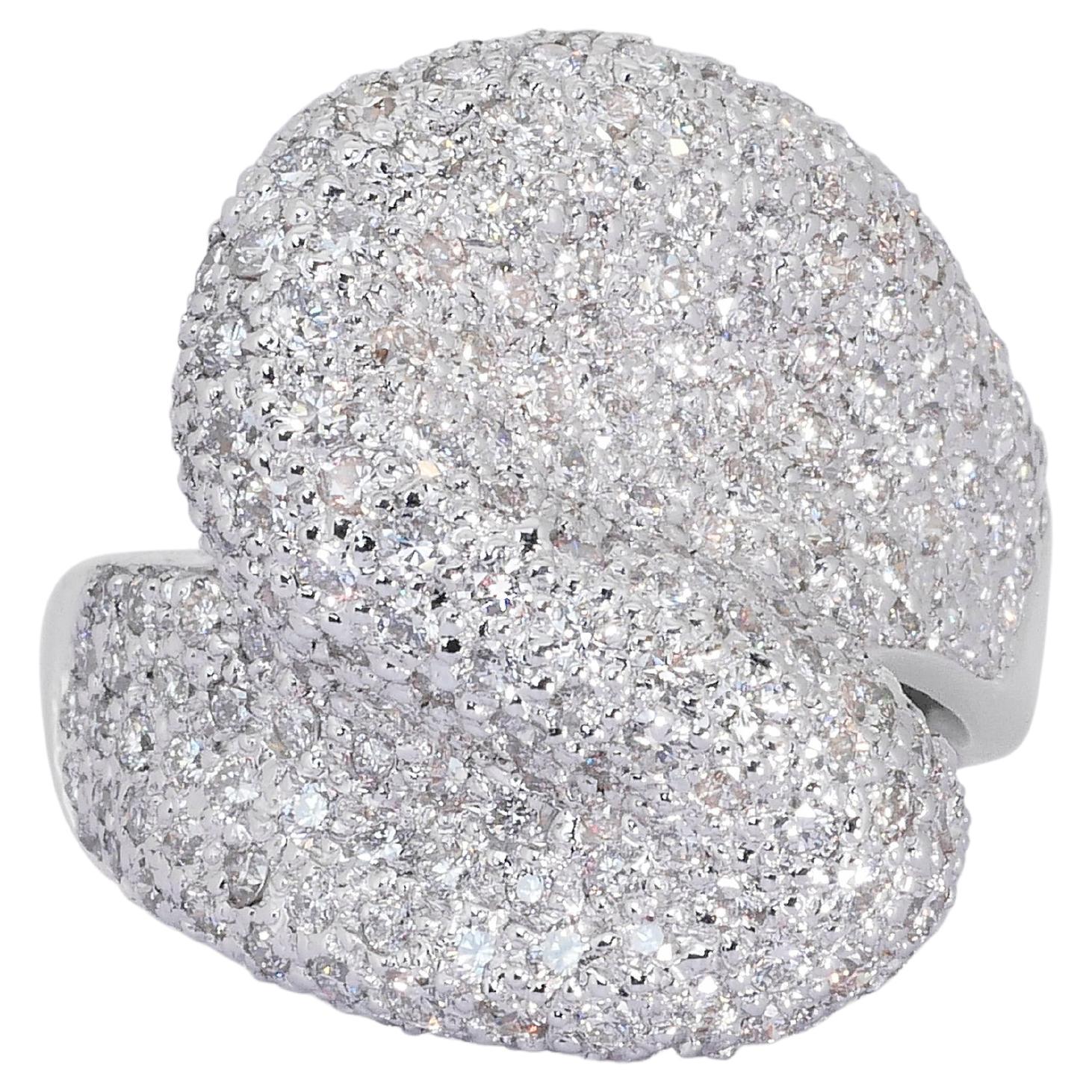 Merveilleuse bague en or rose 18 carats avec certificat AIG de 3,5 carats de diamants naturels