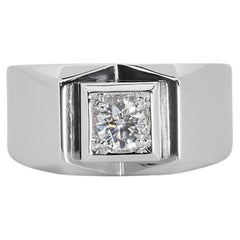 Marvelous 18K White Gold Dome Ring w/ 0.35 ct Natural Diamonds IGI Certificate