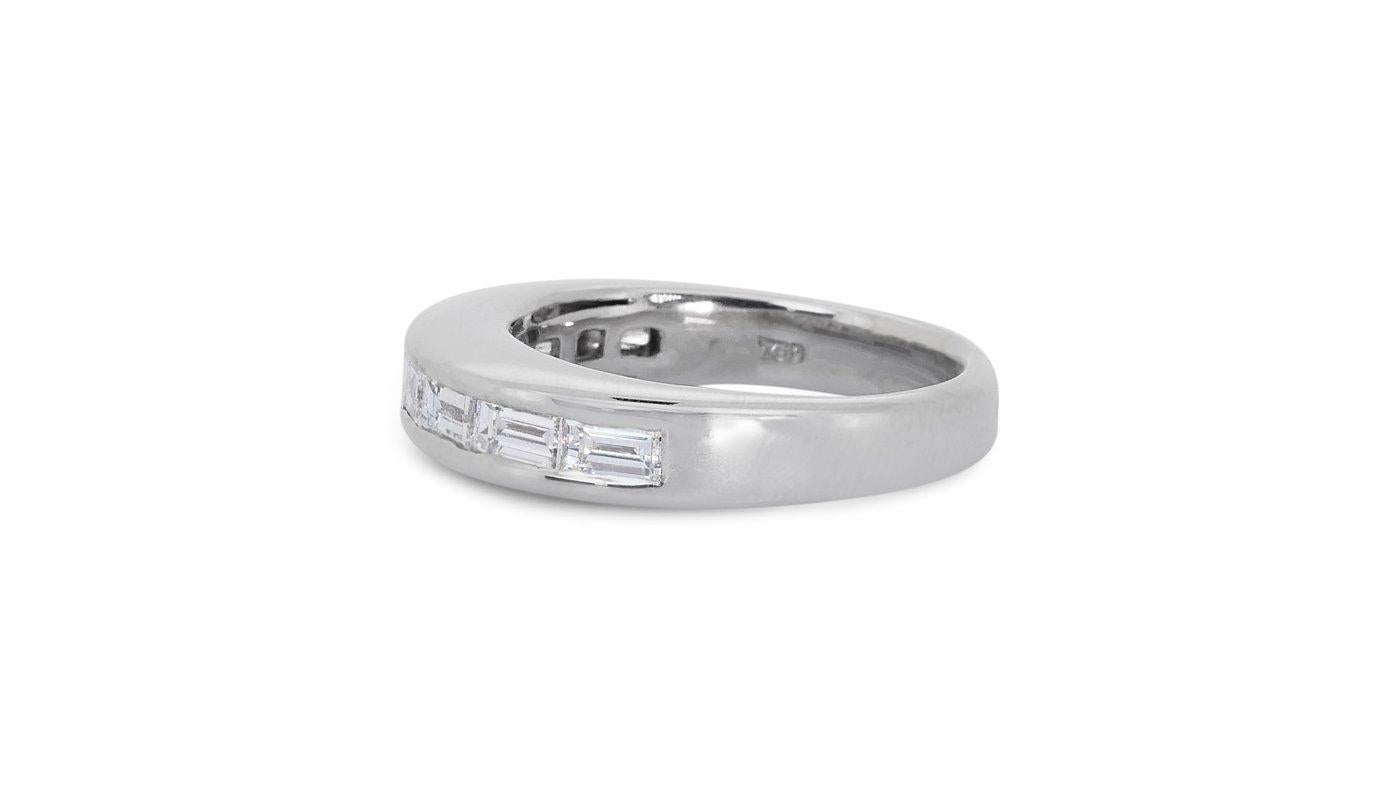 Women's Marvelous 18k White Gold Pave Band Ring w/ 1.4 Carat Natural Diamonds IGI Cert For Sale