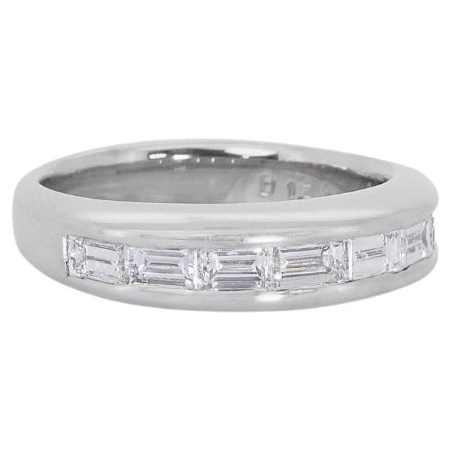 Marvelous 18k White Gold Pave Band Ring w/ 1.4 Carat Natural Diamonds IGI Cert For Sale