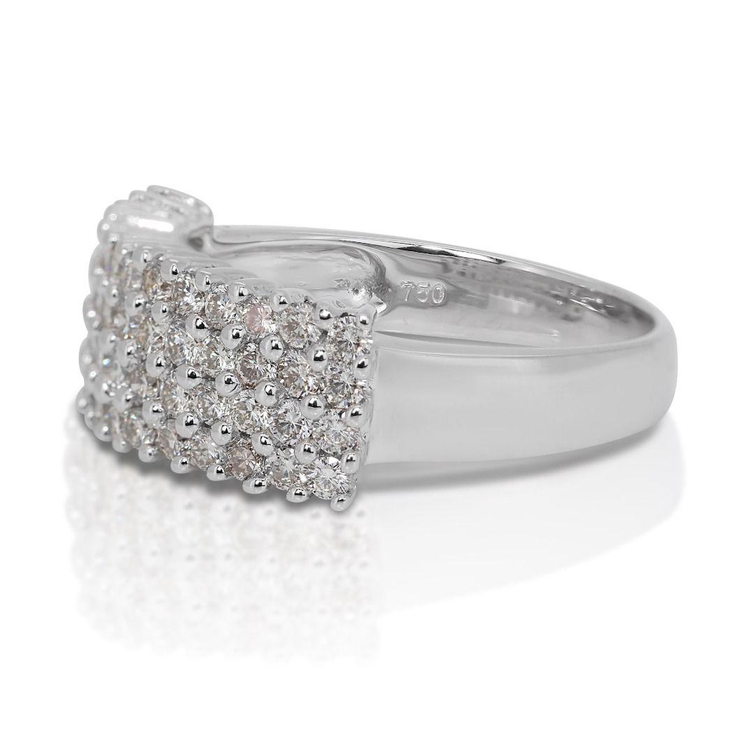Marvelous 18k White Gold Pave Ring w/ 1.22 Carat Natural Diamonds In New Condition For Sale In רמת גן, IL