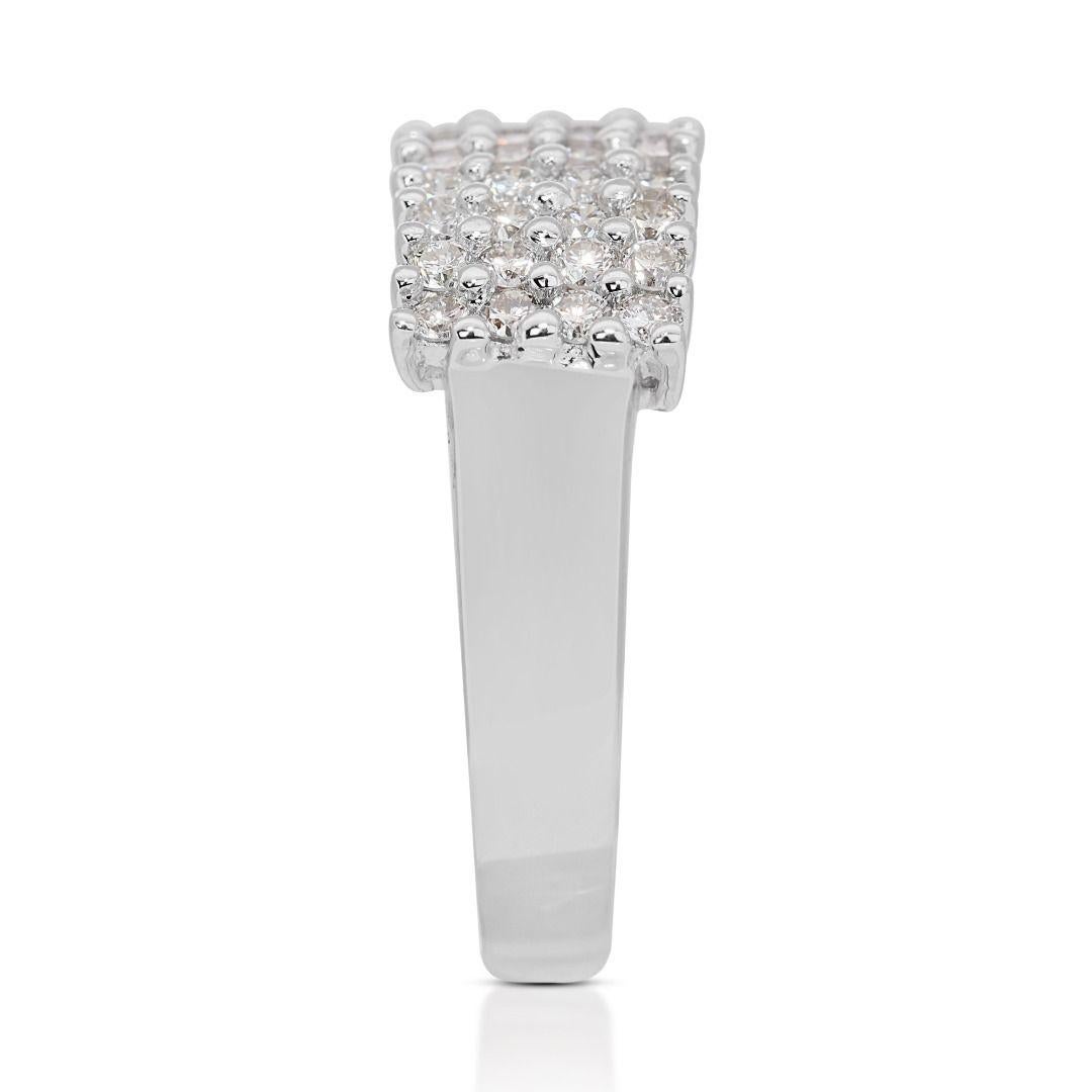 Marvelous 18k White Gold Pave Ring w/ 1.22 Carat Natural Diamonds For Sale 1