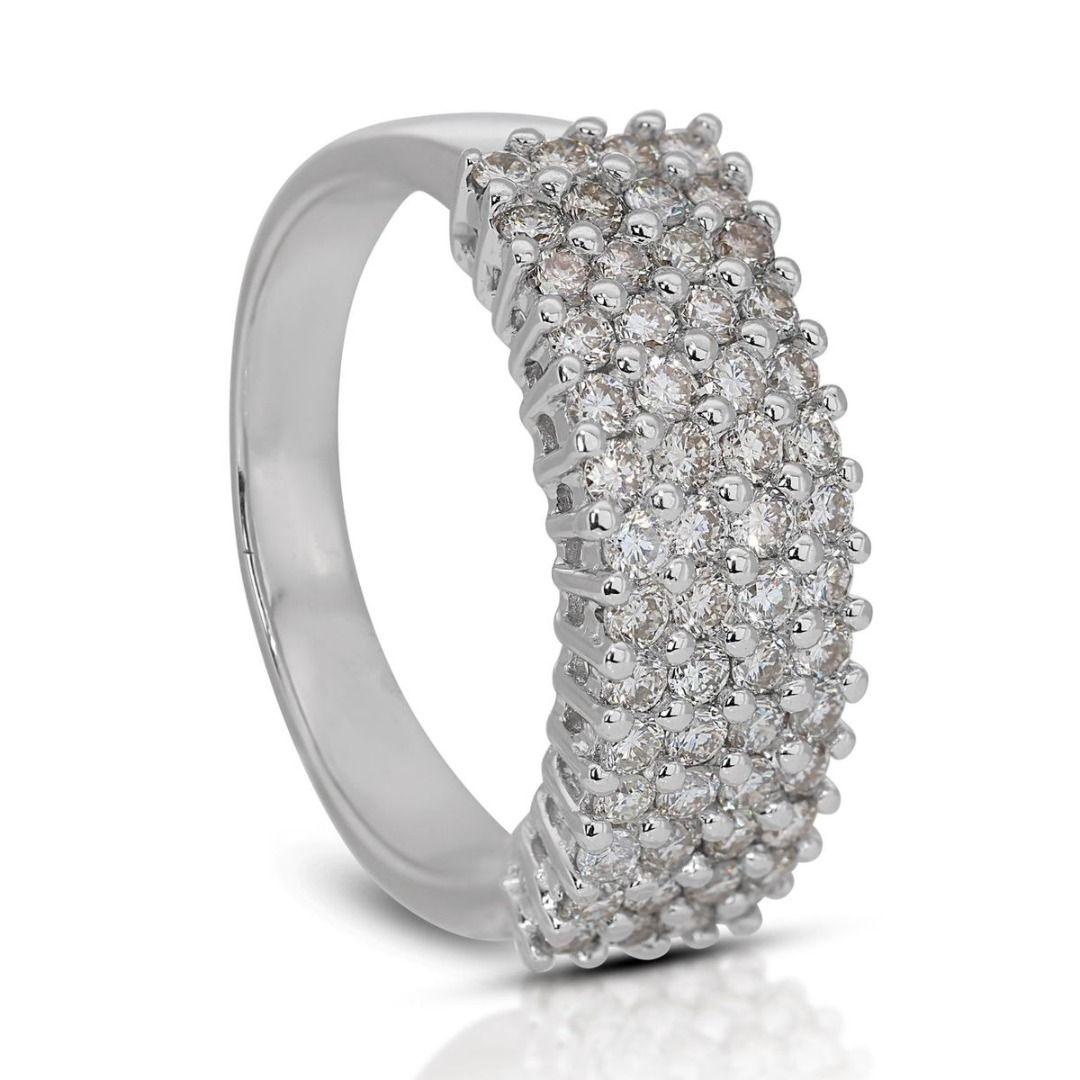 Marvelous 18k White Gold Pave Ring w/ 1.22 Carat Natural Diamonds For Sale 2