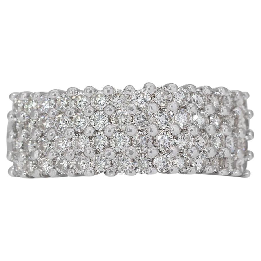 Marvelous 18k White Gold Pave Ring w/ 1.22 Carat Natural Diamonds For Sale