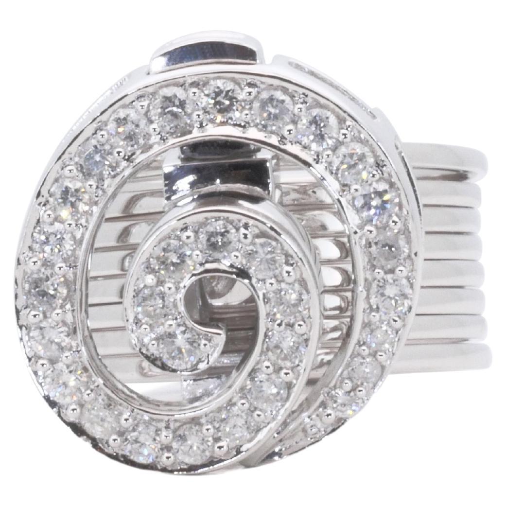 Marvelous 18k White Gold Puzzle Ring with 0.60ct Natural Diamonds