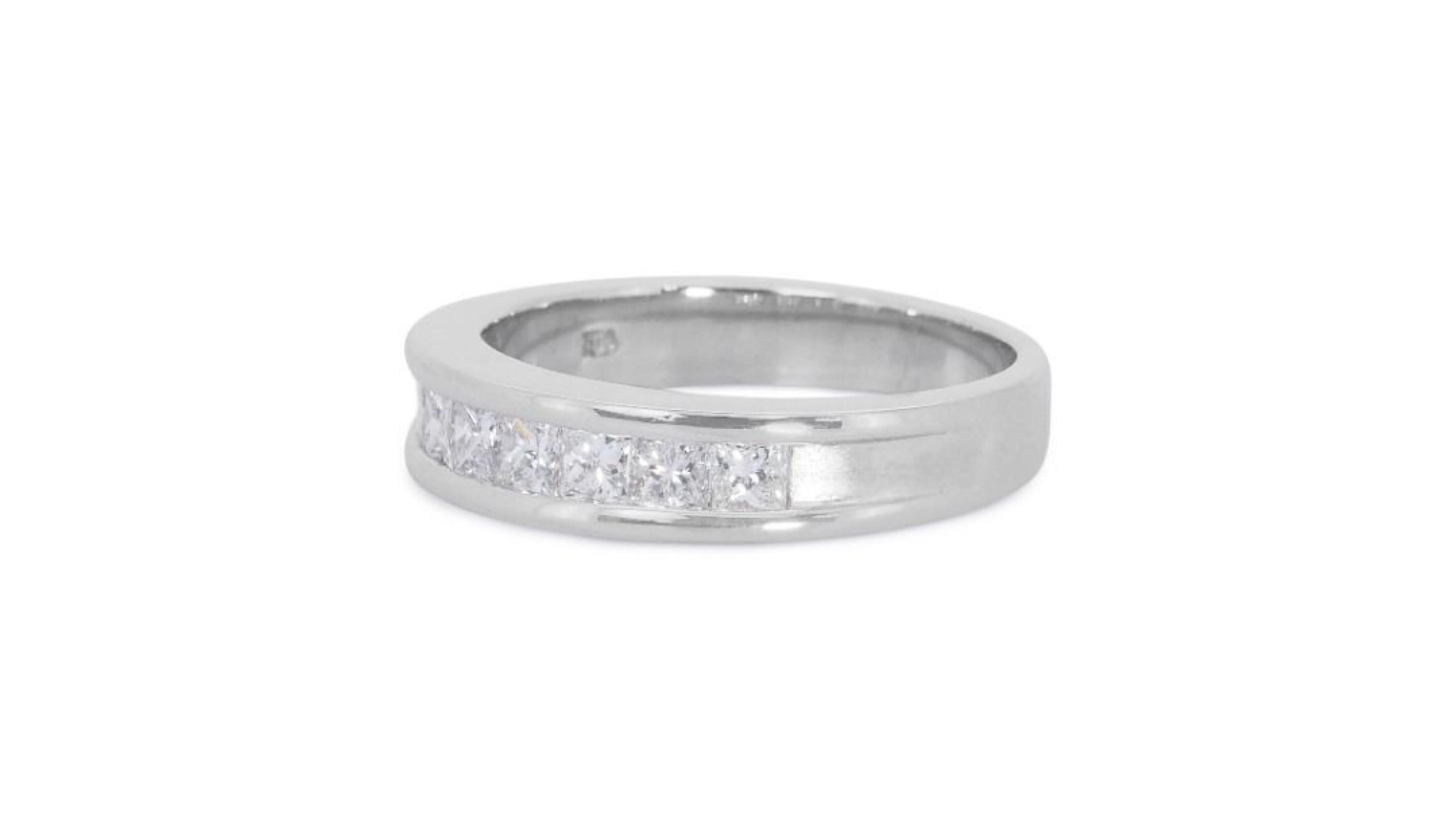 Women's Marvelous 18k White Gold Ring with 1.05ct. Princess Diamond Pave For Sale