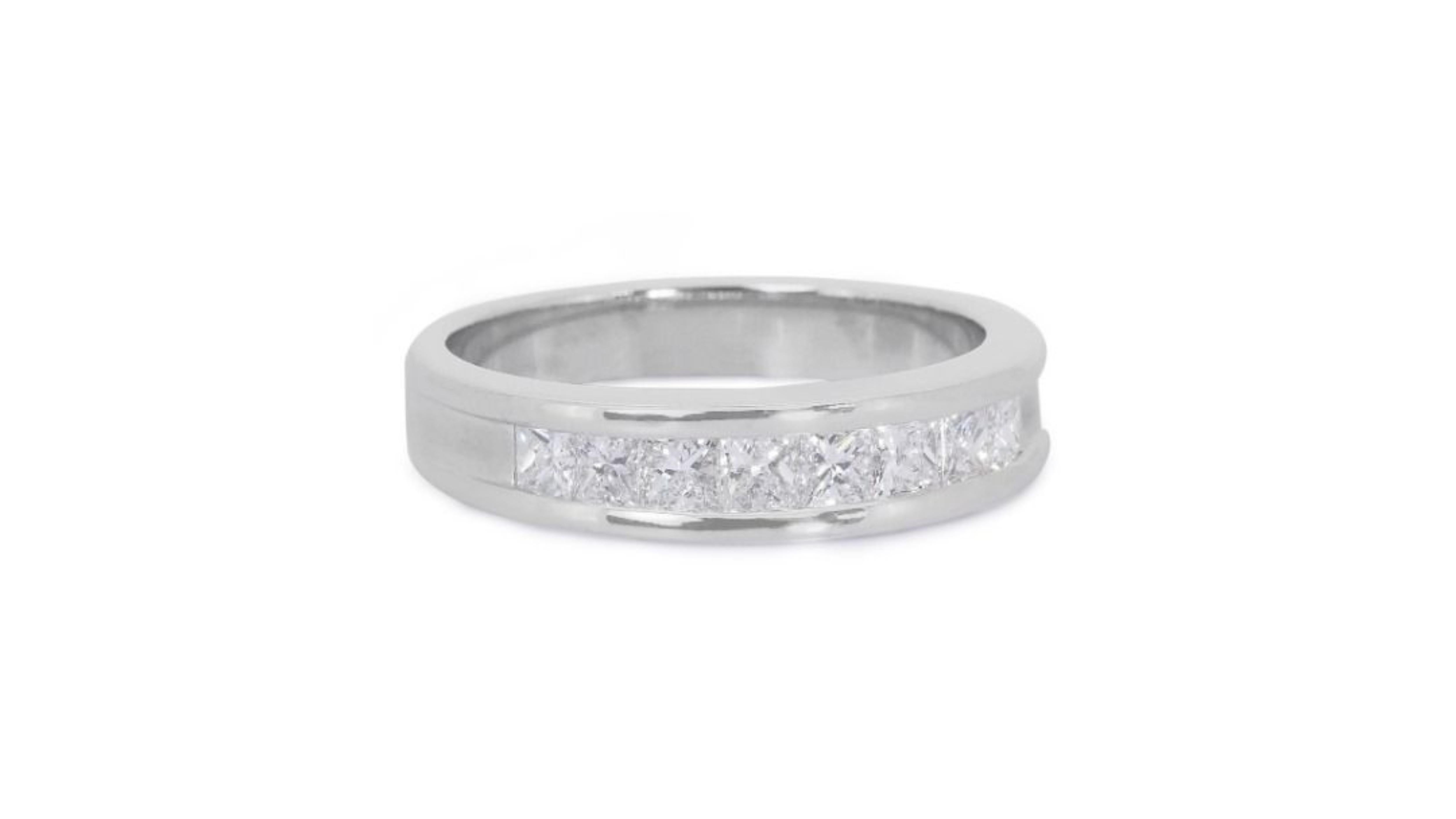 Marvelous 18k White Gold Ring with 1.05ct. Princess Diamond Pave For Sale 1
