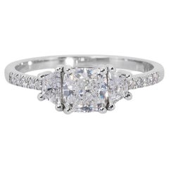 Marvelous 18k White Gold Ring with 1.48 ct Total Natural Diamonds - GIA Cert Marvelous 18k White Gold Ring with 1.48 ct Total Natural Diamonds - GIA Cert